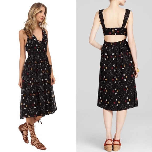 Free People | Batiste Black Multicolor Printed A-Line Dress - Picture 1 of 10